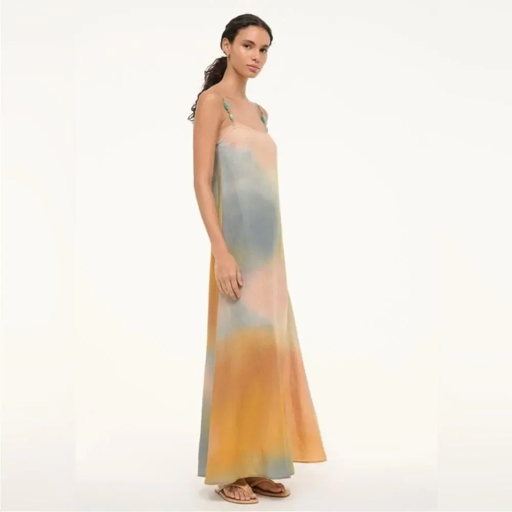 Staud Laura Linen Maxi Dress in Pastel Clouds M - Picture 8 of 12